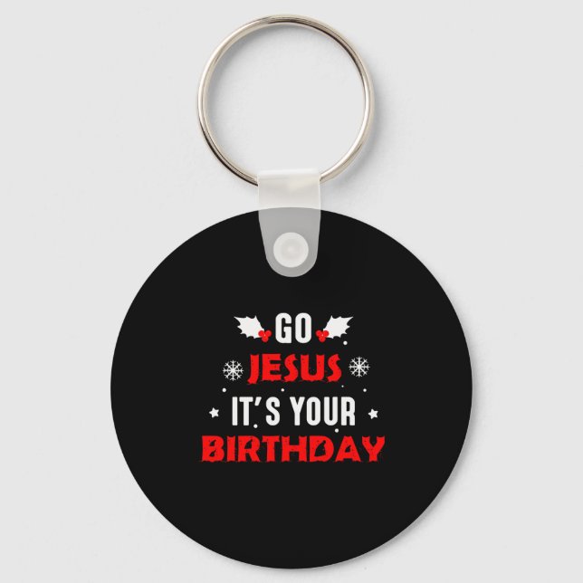 Go Jesus Its Your Birthday Funny Christmas Family  Nyckelring (Framsida)