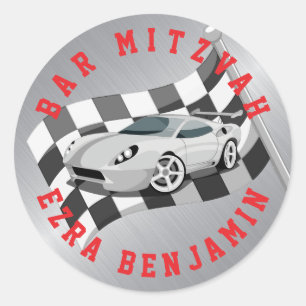 Go-kart Bilracing Bar Mitzvah Runt Klistermärke