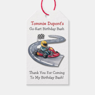 Go-Kart Birthday Bash Tack Presentetikett