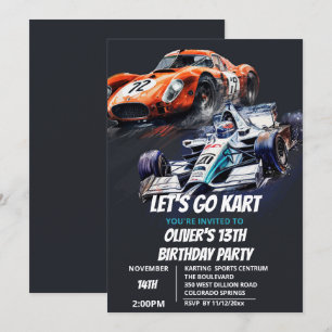 Go Kart Birthday-inbjudan Inbjudningar