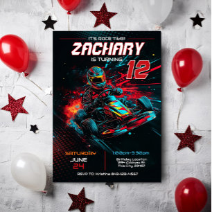 Go Kart Birthday-inbjudan   Tävla Inbjudan