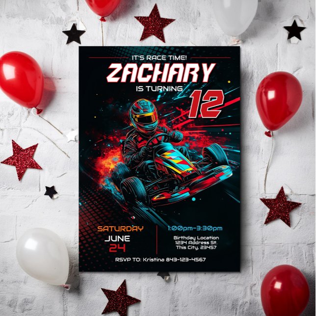 Go Kart Birthday-inbjudan | Tävla Inbjudan (Skapare uppladdad)