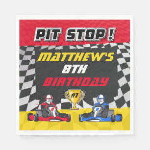 Go Kart Checkated Flagga Birthday Pappersservett