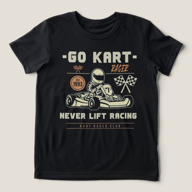 Go Kart-cör – Aldrig Lift Racing T Shirt (Design Framsida)