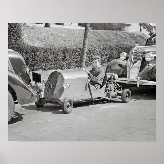 Go Kart Driver, 1937. Vintage Photo Poster (Framsidan)