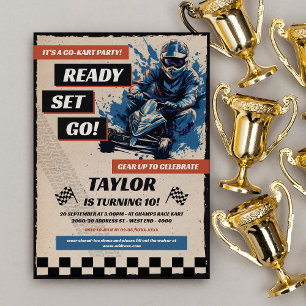 Go Kart Födelsedagsfest Inbjudningar