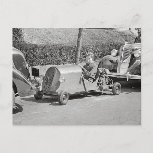 Go Kart-förare, 1937 Vykort (Framsida)
