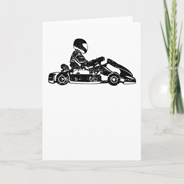 Go-kart Kart Tävla Driver Karting Retro Gift Kort (Framsida)