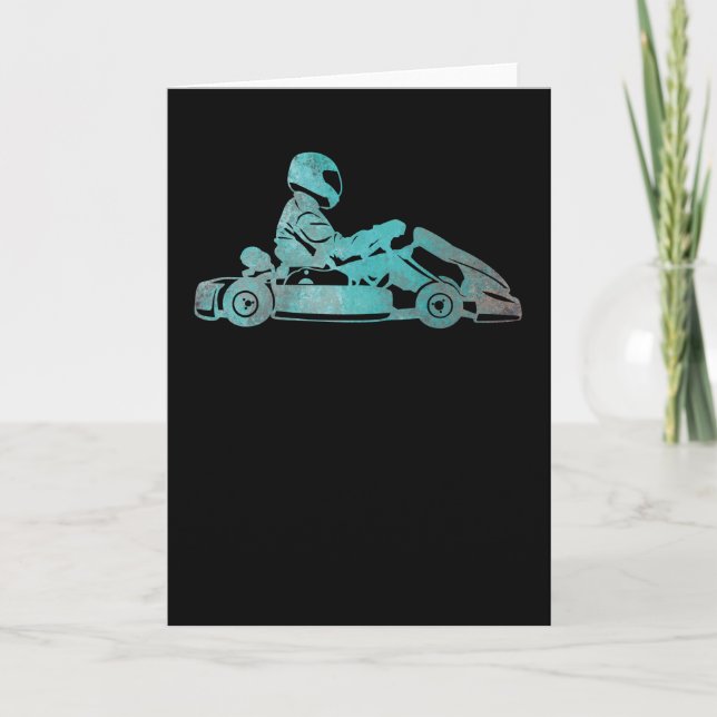 Go-kart Kart Tävla Driver Karting Retro Gift Kort (Framsida)