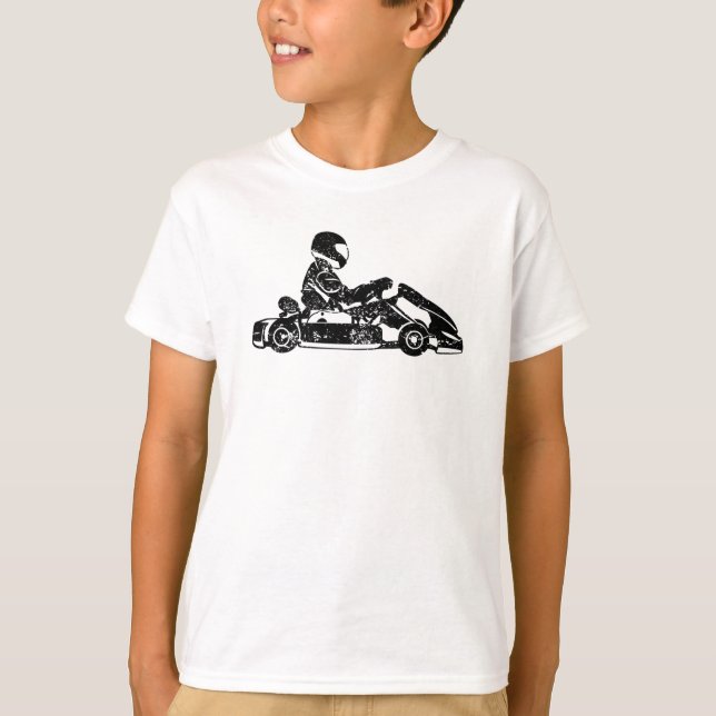 Go-kart Kart Tävla Driver Karting Retro Gift T Shirt (Framsida)