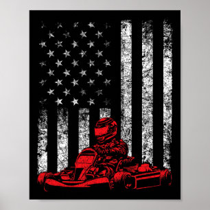 Go Kart Racing - Go Karting Usa Amerikansk Flagg R Poster