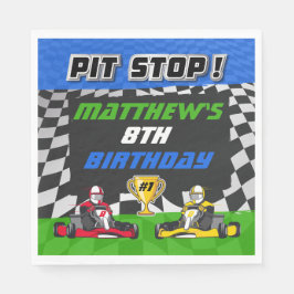 Go Kart Rutig Födelsedagsflagga Pappersservett