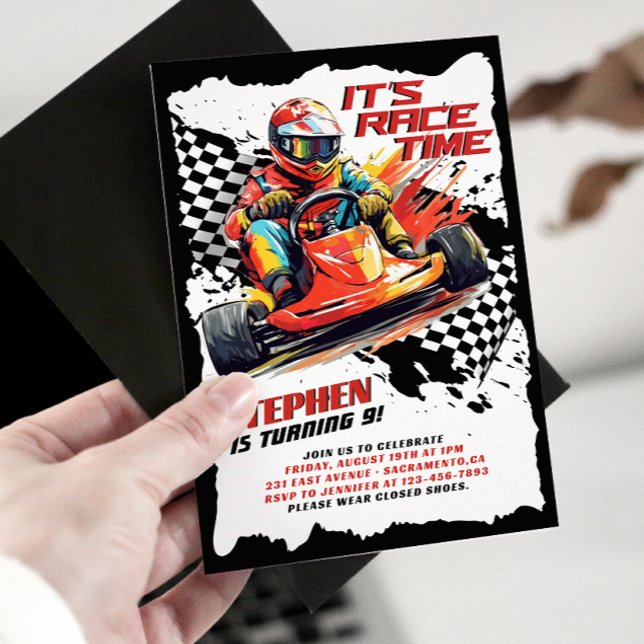 Go Kart Tävla Födelsedagsfest Inbjudningar (Skapare uppladdad)