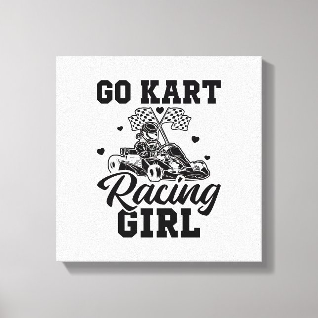 Go Kart Tävla Girl | Go-Kart Driver Gift Idea Canvastryck (Framsida)