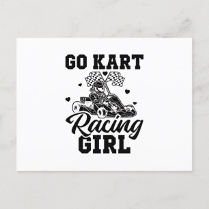 Go Kart Tävla Girl Go-Kart Driver Gift Idea Vykort