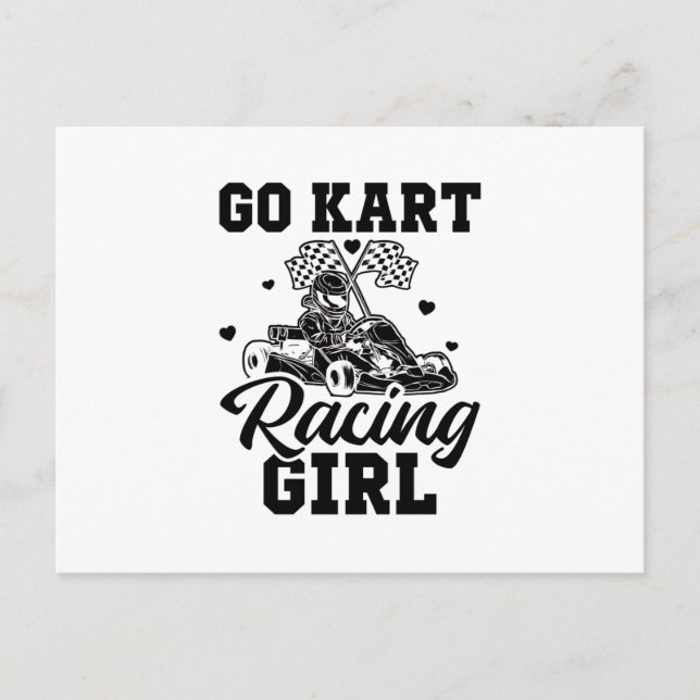 Go Kart Tävla Girl | Go-Kart Driver Gift Idea Vykort (Framsida)