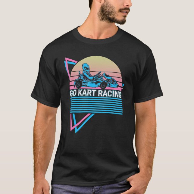 Go Kart Tävla Retro Gokart T Shirt (Framsida)