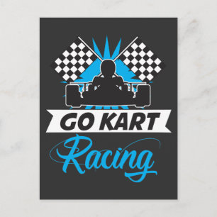 Go Kart Tävla Silhouette Flagga Goal Winner Vykort