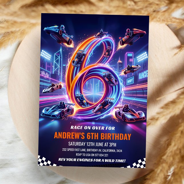 Go Kart-tävling 6-årsdag Inbjudningar (Skapare uppladdad)
