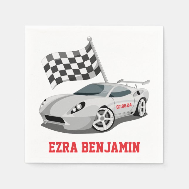 Go-Kart Tävling Car Tävla Pub Mitzvah Pappersservett (Framsidan)
