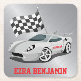 Go-Kart Tävling Car Tävla Pub Mitzvah Underlägg Papper Kvadrat