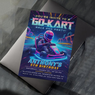 Go kart Tävling Födelsedagsfest inbjudan