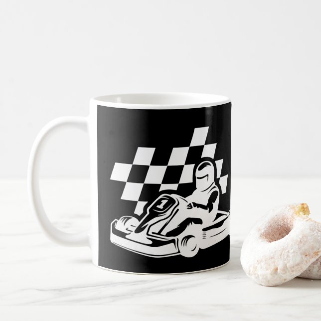 Go-karting, racer pojke födelsedag  kaffemugg (Med munk)