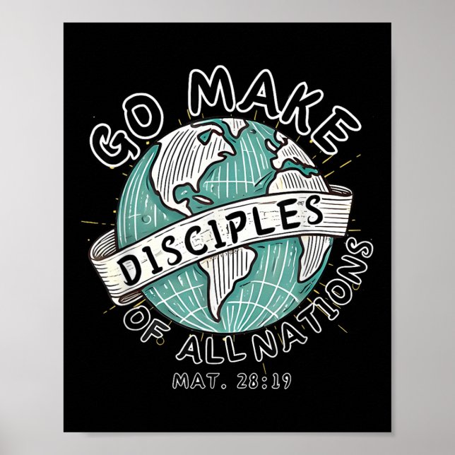 Go Make Disciples Of All Nations Retro World Map C Poster (Framsidan)