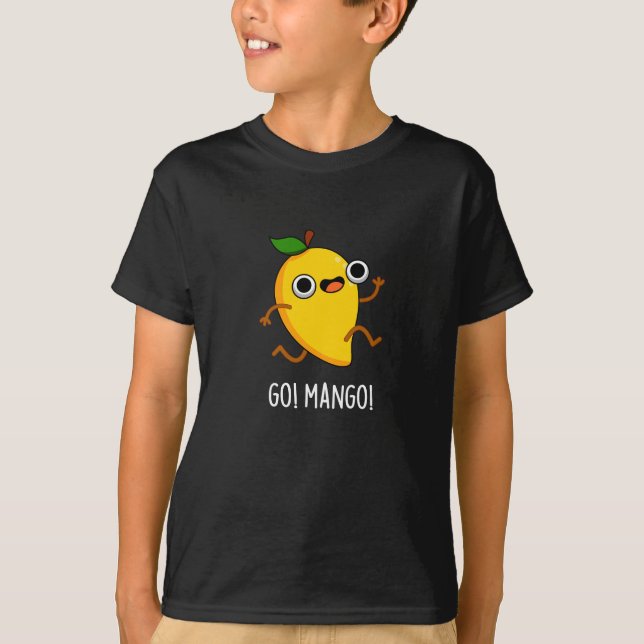 Go Mango Funny Running Mango Pun Mörk BG T Shirt (Framsida)