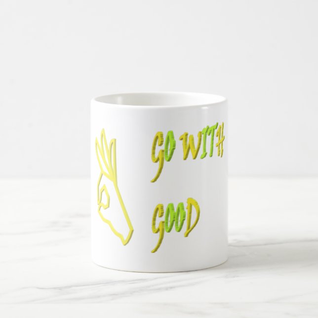 GO MED BRA LOGOTYP, MEDDELANDEUTFORMNING FÖR  ORD KAFFEMUGG (Center)