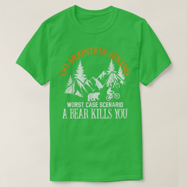 Go Mountain Biking Worst Case Scenario Bear Biker  T Shirt (Design framsida)