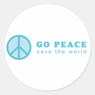 Go Peace (blå) Runt Klistermärke