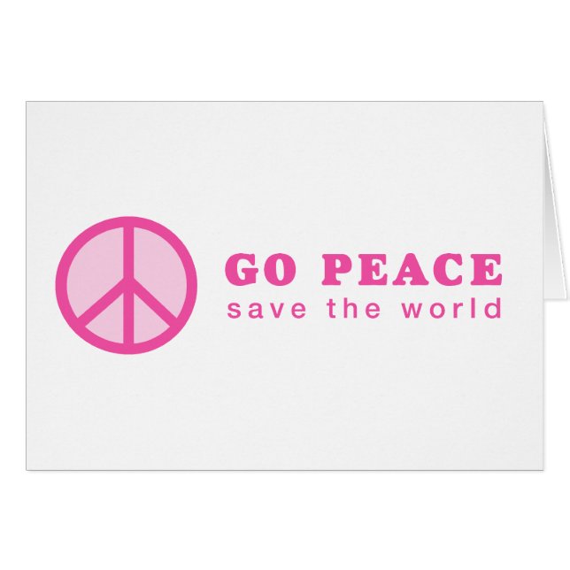 Go Peace (Rosa) Hälsningskort (Framsidan Horizontal)