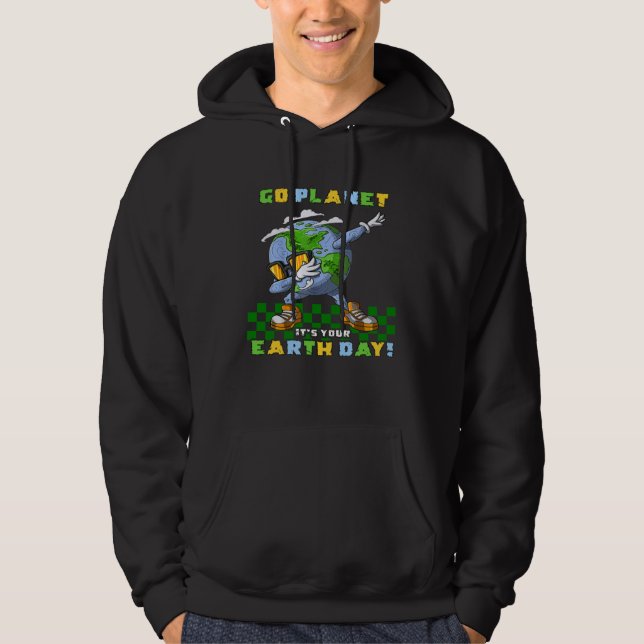 GO PLANET IT S YOUR EARTH DAY Dabbing  for Kids Hoodie (Framsida)