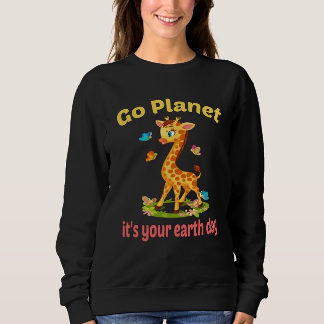 Go planet it's your earth day cute giraffe t shirt (Framsida)