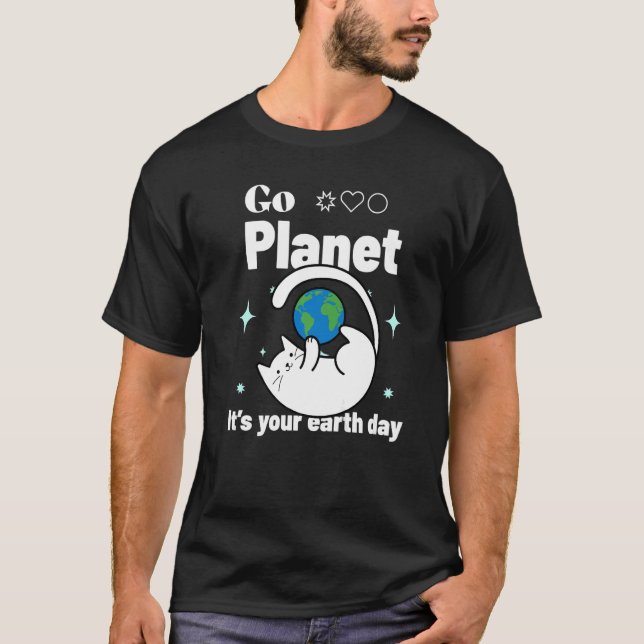 Go Planet itu2019s Din Earth Day Cat Kärlek The Wo T Shirt (Framsida)