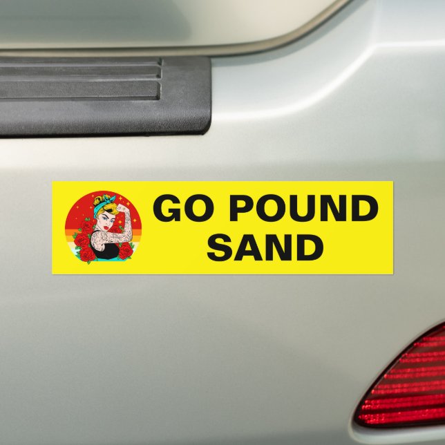 Go Pound Sand - Mamma Flexing Tattoed Arm Bildekal (På Bil)