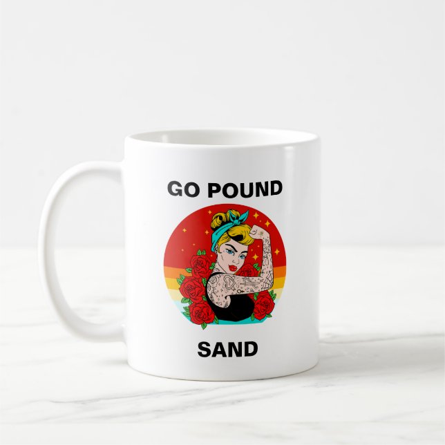 Go Pound Sand - Mamma Flexing Tattoed Arm Kaffemugg (Vänster)
