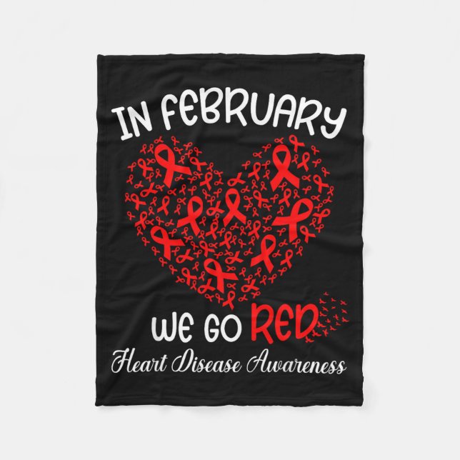 Go Red - American Heart Month Awareness In Februar Fleecefilt (Framsidan)