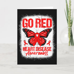 Go Red Butterfly & Red Ribbon Hjärt & Kärl Kort