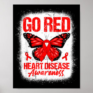 Go Red Butterfly & Red Ribbon Hjärtinfarkt Med Poster