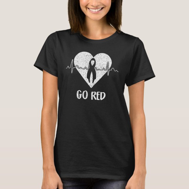 Go Red Day Heart Ribbon Costume Heart Disease Mont T Shirt (Framsida)
