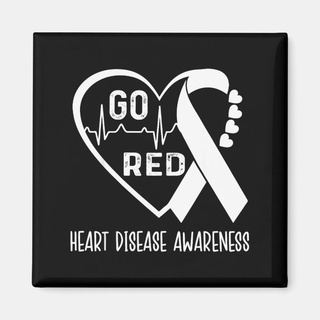 Go Red - February American Heart Health Month Awar Magnet (Framsidan)