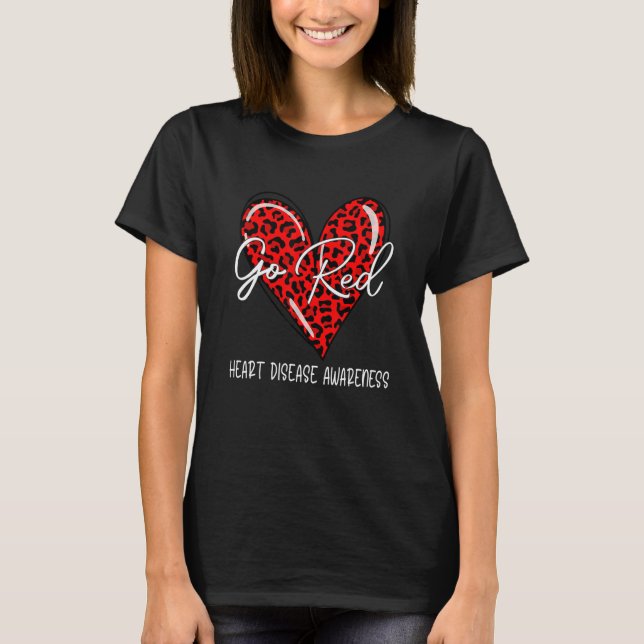 Go Red For Heart Disease Awareness Month Leopard I T Shirt (Framsida)