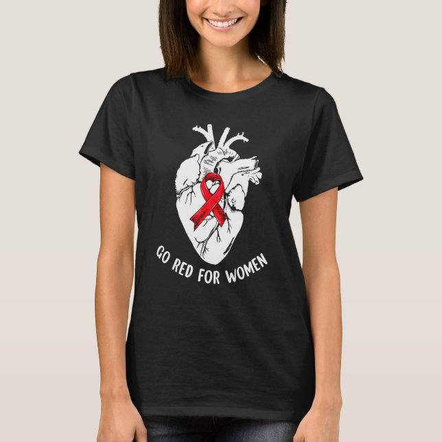 Go Red For Women Heart Health Awareness Cardiac Nu T Shirt (Framsida)