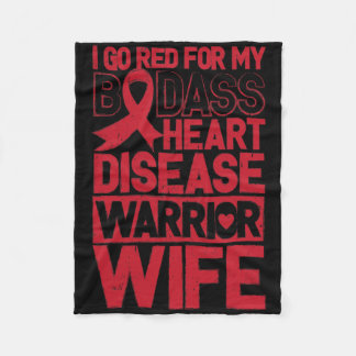 Go Red Heart Disease Awareness Bad Warrior Wife Fleecefilt