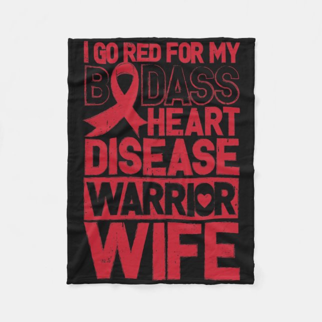 Go Red Heart Disease Awareness Bad Warrior Wife  Fleecefilt (Framsidan)
