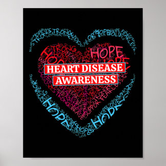 Go Red Heart Disease Awareness For Men Women Poster