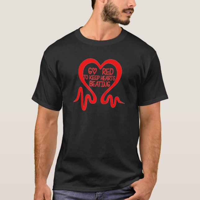 Go Red Heart Disease Awareness Month T Shirt (Framsida)