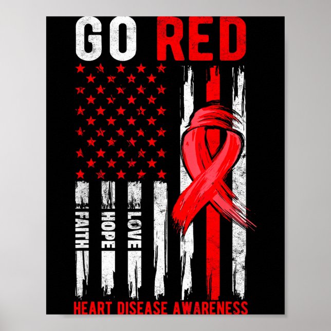 Go Red Heart Disease Suprt Flag - Heart Disease Aw Poster (Framsidan)